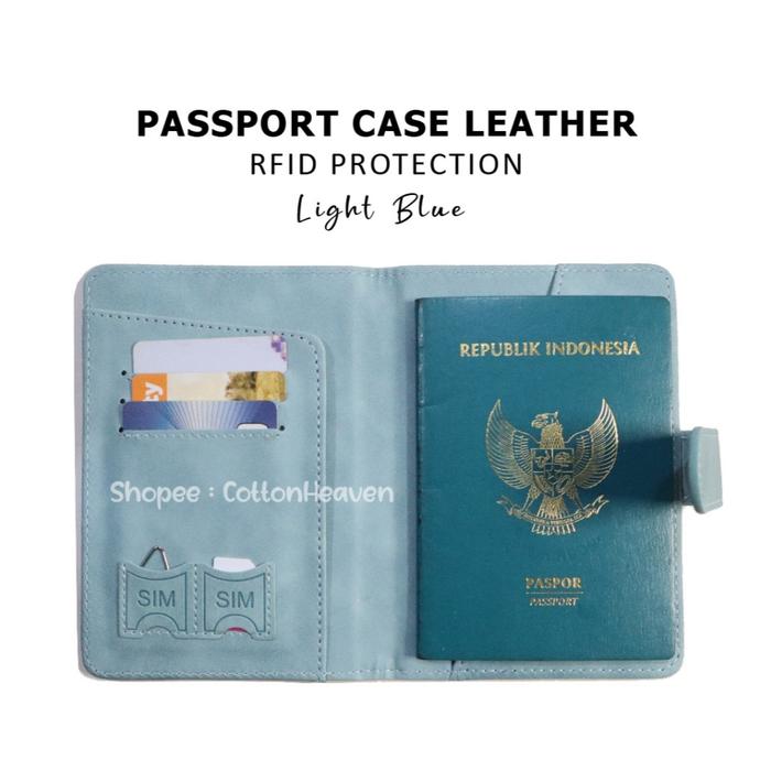 Passport Cover Case Leather - RFID Passport Cover - Case Paspor