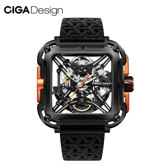 CIGA Design Square Skeleton Automatic Watch Men Fashion X Series SUV Luminous Anti-shock Mechanical 