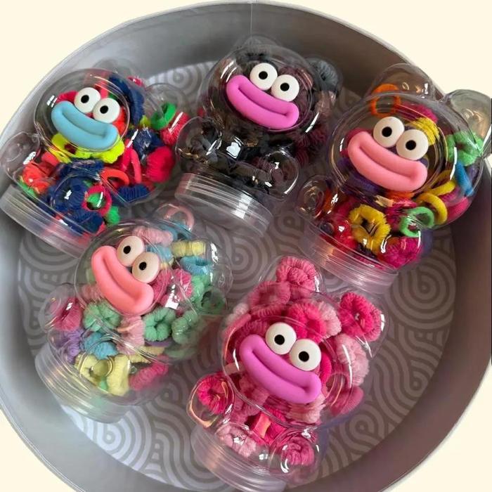 Aksesories Rambut Anak Hair Ties Mini Kuncir Rambut Donat Diameter 2cm Box Mika Isi 50 & 60 Pc Tabun