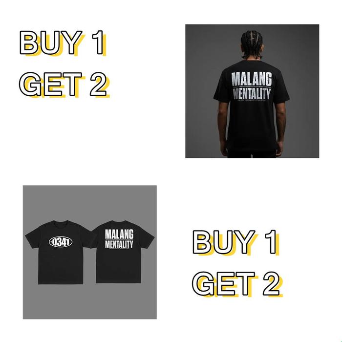 [ANAK KAOS] [BUY 1 GET 2] Kaos Oblong Pria Wanita Motif "Malang Mentality" Keren Warna Hitam Putih, 