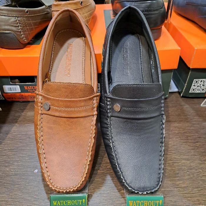 WATCHOUT Sepatu Mocasine Pria Watchout Bahan Sintetis Sol Thermalplastik Karet Nyaman Ringan Tersedi