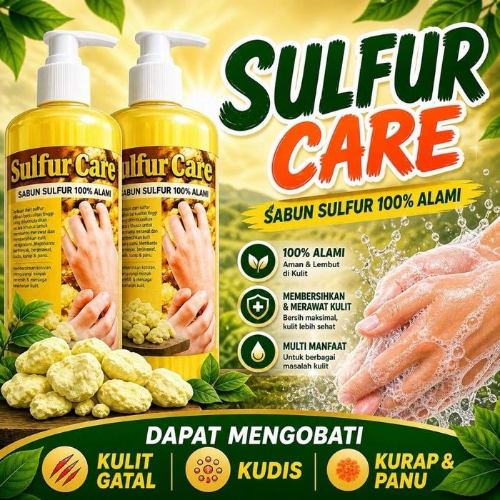 SULFUR CARE PUMP - Sabun Belerang Alami Anti Cacar Eksim Gatal Bau Badan Menyembuhkan Infeksi Kulit 