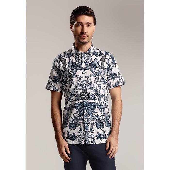 PROMO!! MOC - Kemeja Batik Pria Lengan Pendek Ragbani 1 - White STOK TERBATAS!!