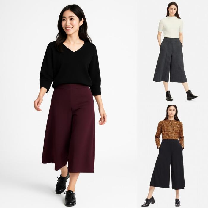 Celana Panjang Kulot Wanita (UNQ344 PONTE FLARE CROPPED)
