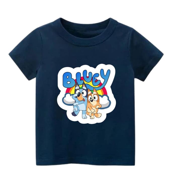 Kaos Bluey Bingo Rainbow Anak Laki Laki dan Perempuan - Atasan Bluey Anak - Baju Bluey and Bingo
