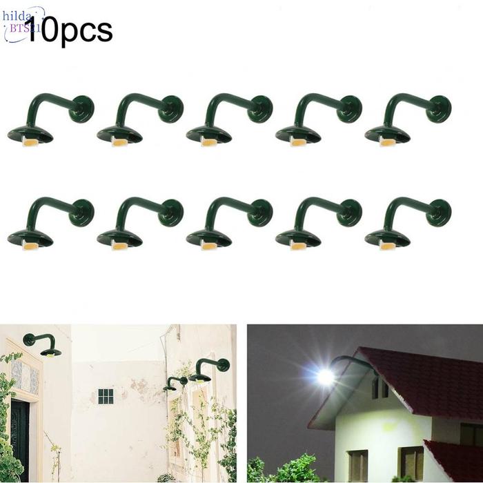 【Hi】10Pcs HO Scale 1:87 Street Bracket Light Model Wall Lamp Posts