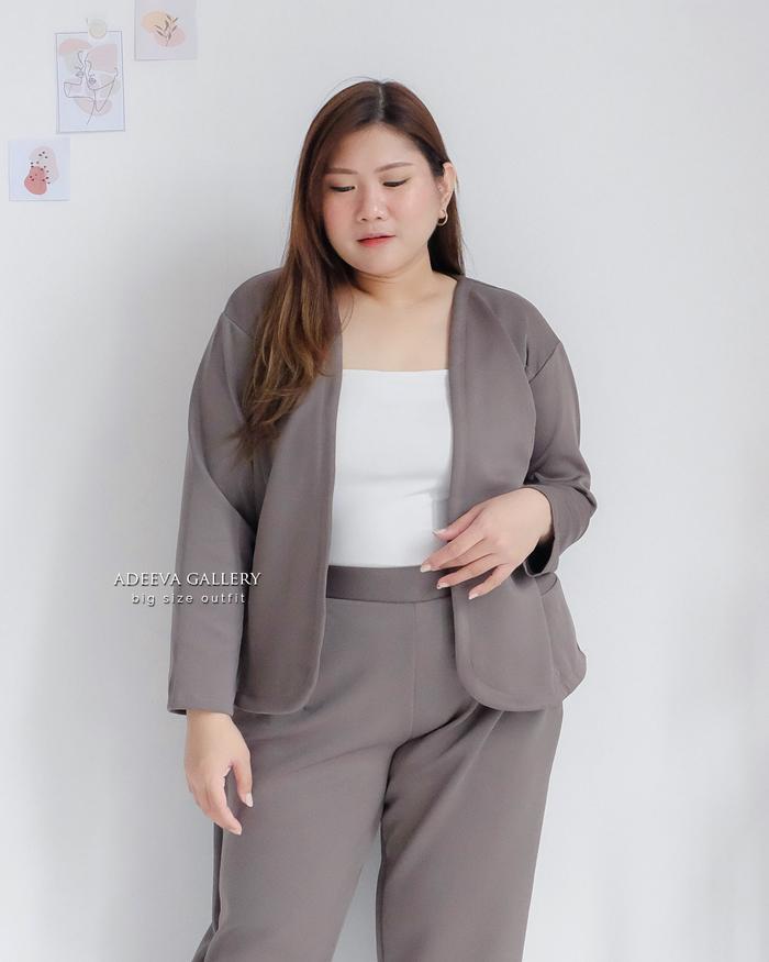 Terbaik ADEEVA Korean Blazer Scuba Jumbo Slimfit Outer Wanita Jumbo Terimakasih