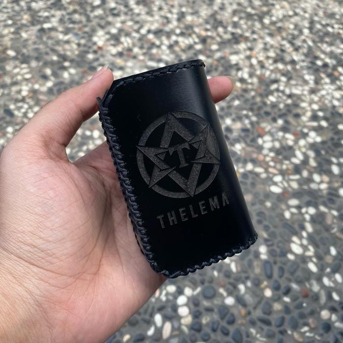 Leather Case Thelema Polos Big Logo Hitam Full Jahit
