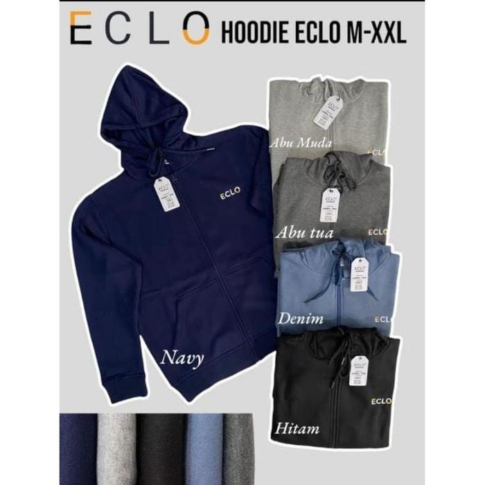 Jaket Hoodie Eclo Bahan Fleece Ukuran M-XXL