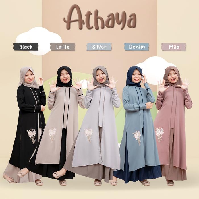 SYRA`- Dress Ataya Setelan Gamis Free Hijab Outfit Anak Remaja Tanggung Usia 11 sampai 15 tahun Gami