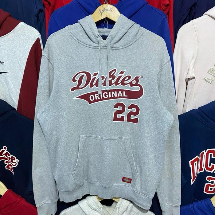 Dickies Original Hoodie Abu-abu dengan Logo Merah dan Nomor 22 untuk Gaya Santai