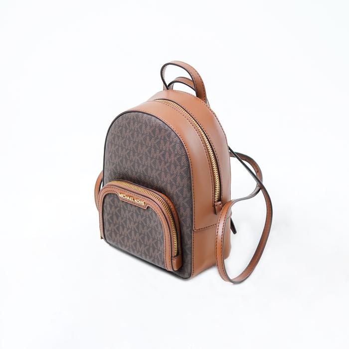 Tas MICHAEL KORS MK MONOGRAM BROWN CAMEL MINI BACKPACK 100% ORIGINAL - 23X17X8CM