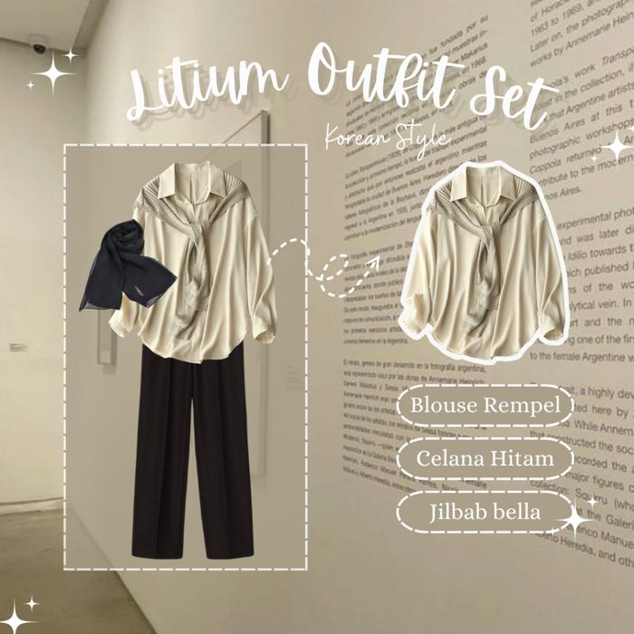 [ 𝗣𝗥𝗢𝗠𝗢 𝗠𝗨𝗥𝗔𝗛 ] Litium Outfitset | Korean set | Outfit set korean style | OOTD Korean Style | Outfit