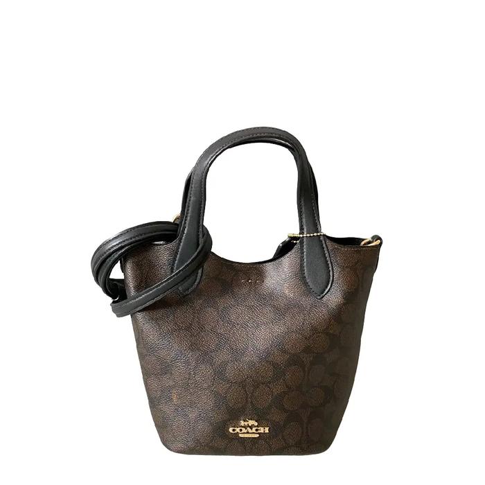 Tas Wanita Coach ORIGINAL USA Hanna Bucket Bag In Signature Canvas Brown/Black Authentic Store