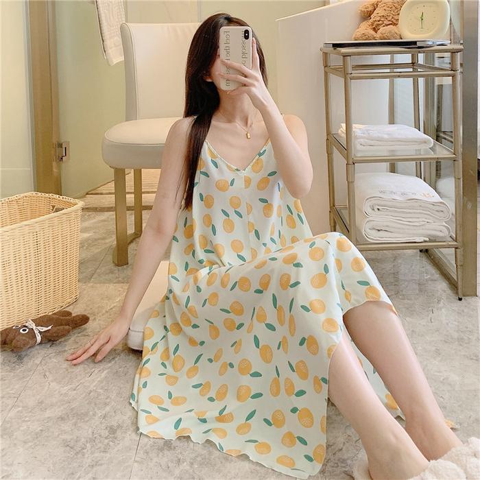 Aklover Daster Kekinian Baju Tidur Wanitatanpa Lengan Pakaian Rumah Yang Panjang Piyama