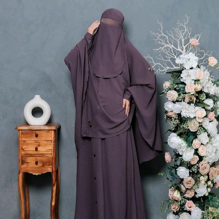 UK HIJAB- Set basic kancing Crinkle airflow ekslusif ORI UK HIJAB Gamis