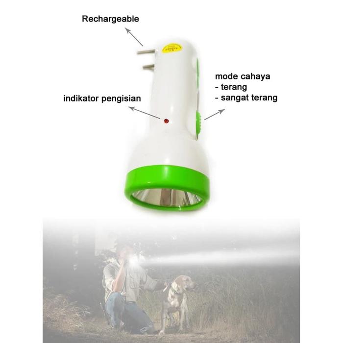 Senter VDR V-1619 / Senter LED jarak 100 meter, bisa isi ulang