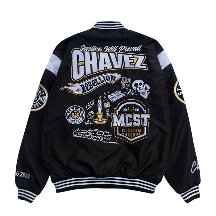 Jacket Miscast Varsity Jacket Vintage Chavez Hitam