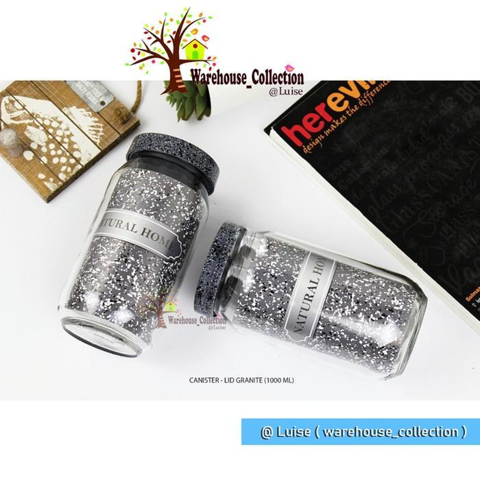 2pcs Toples Jar Kaca 1000ml // Glass Jar 1000 ml tutup plastik Lid Granite // jar bumbu // Toples Ka