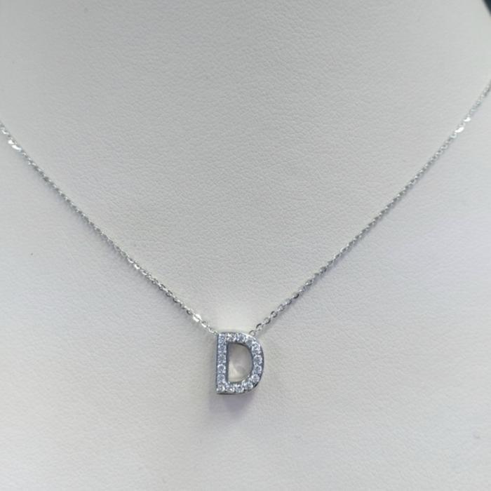 Liontin Berlian Inisial / Huruf D + Kalung Emas - Kimberly Jewellery