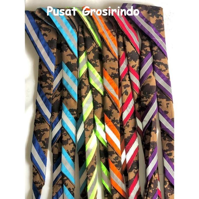 SCRAF PRAMUKA LORENG KOMBINASI WARNA BIRU KUNING MERAH / Scraf Loreng pramuka menyala Scraft Scarf S