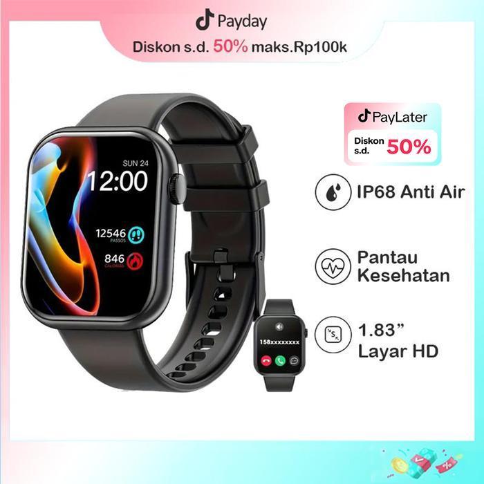 (Bisa Cod) Jam Tangan Smartwatch Pria Cewek,X12,   Layar  1.83”Smartwatch Android Ios,Parlent Active