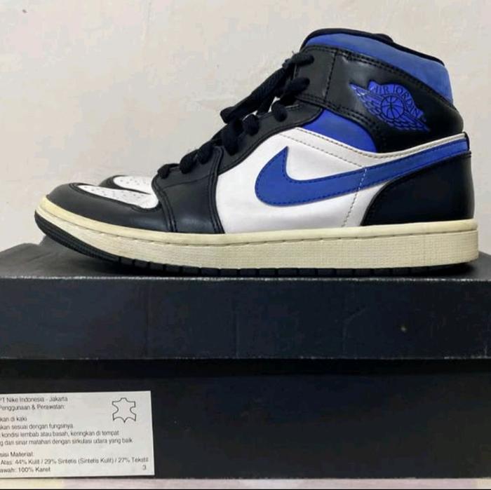 Nike Air Jordan 1 Mid White Racer Blue Black