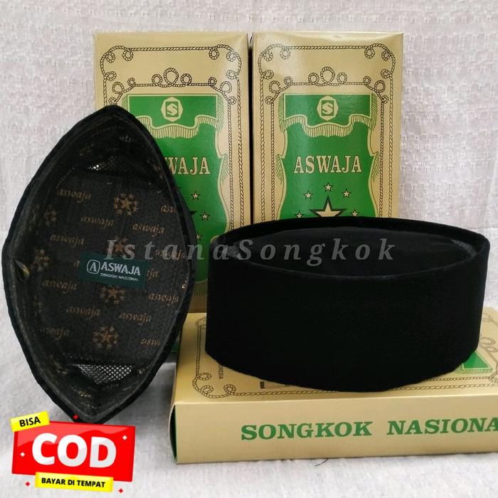 [COD] Songkok Aswaja Ac || Kopiah Peci Hitam Mark Aswaja