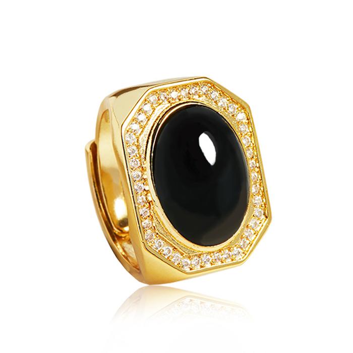 PTJZ-12 Cincin Pria Giok Hitam Giok Hetian Cincin Bos Bertatahkan Giok Hetian