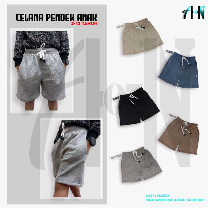 AHN Celana Pendek Anak Uniseks 2-7 Tahun Bahan Fleece Nyaman untuk Aktivitas Sehari-hari Laki-Laki &