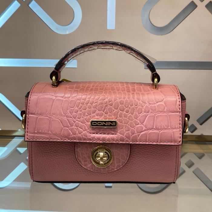 Donini Vigo Mini 766 Tas Tangan Wanita Warna Pink dengan Desain Krokodil Elegan