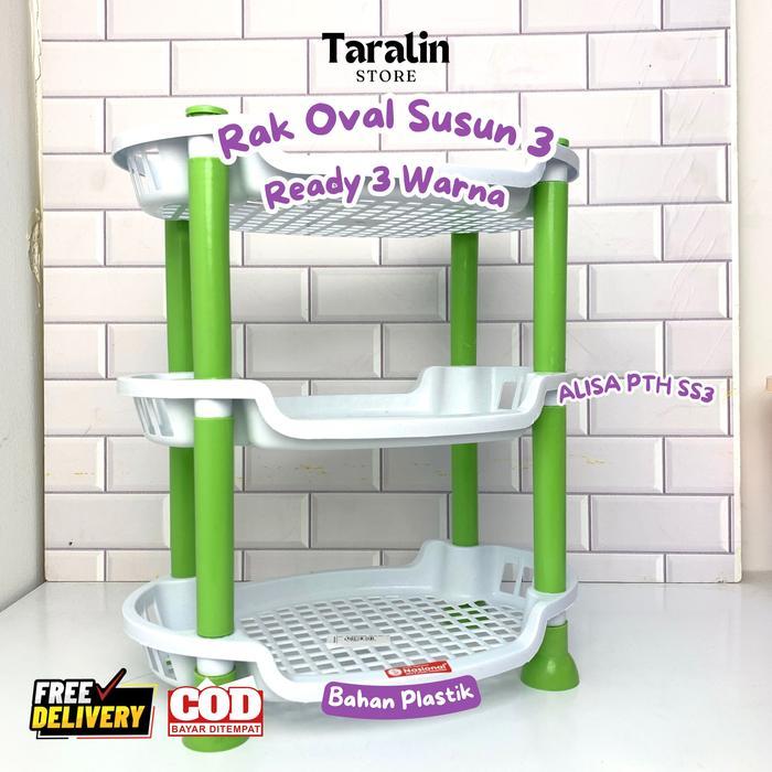 NFJ HOME - Rak Oval Serbaguna - Rak Oval Plastik Murah Rak Kosmetik Rak Buku Rak Snack Rak Susun 3