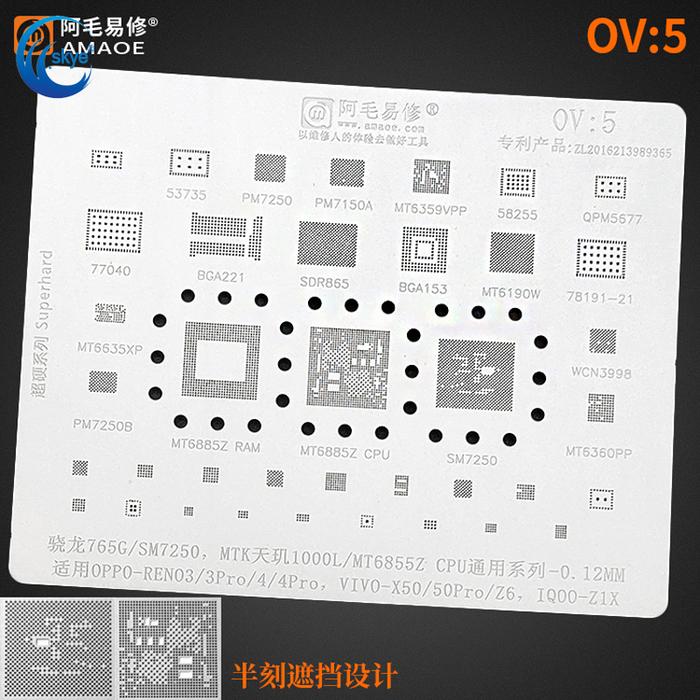 Amaoe OV5 BGA Reballing Stencil for OPPO RENO3 4Pro VIVO X50 SM7250