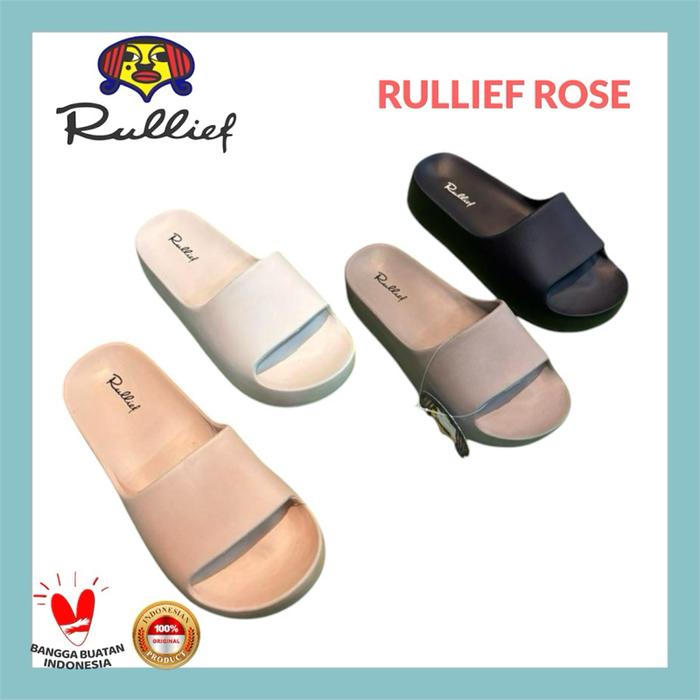 SANDAL RULLIEF ROSE BEIGE TAUPE CLOUD HITAM SANDAL WANITA RINGAN Flat Slop wedges murah sendal tingg