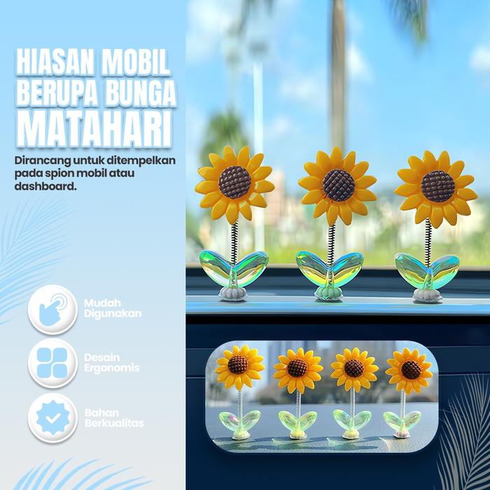 Lucu dan menyembuhkan・Hiduplah menuju matahari｜Hiasan bunga matahari mini untuk mobil/meja/rumah