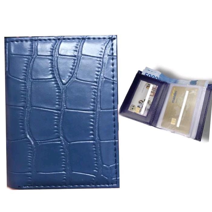 Dompet Kartu Nama Card Holder Pria Wanita Motif Kulit Sisik Buaya Timbul Elegan premium pu leather m