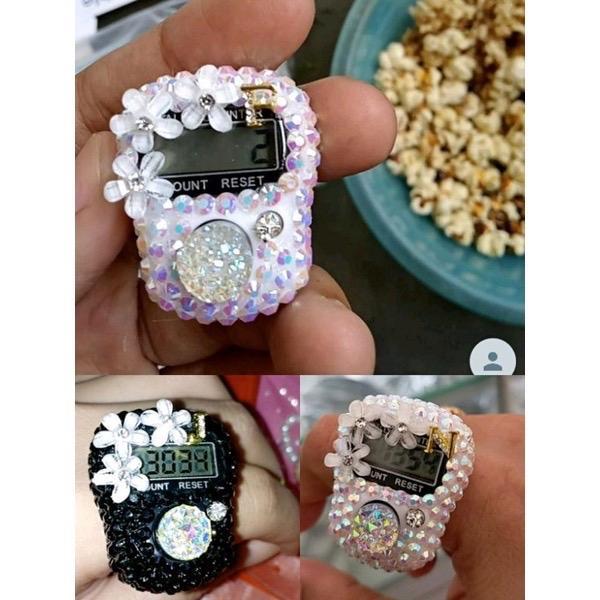 HITAM  INISIAL Huruf CUSTOM NAMA 1 HURUF Tasbih digital swarovski hias. tasbih digital blink satu bu