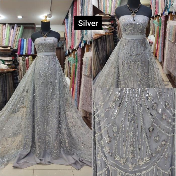 Kain Tile Ziad Nakad Sequin Dress Sapto Payet Silver