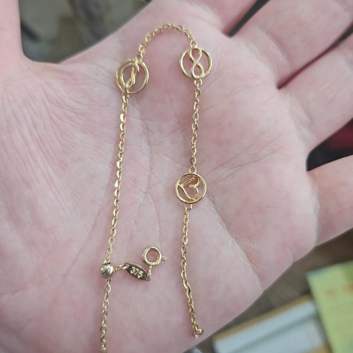 Gelang Serut Rantai Infinity Besar Kecil Emas Asli 375 Ubs Murah 19 Cm