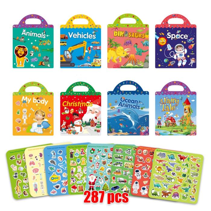 COD Buku Stiker Anak Reusable Sticker DIY Bag Style Book Sticker Puzzle Sticker Activity Book Mainan