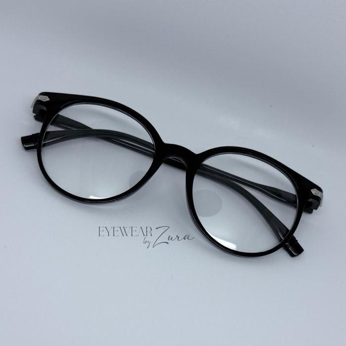 Kacamata Hitam Transparan Aesthetic Korea Gaya Wanita Bulat Eyewear Glasses untuk Penampilan Stylish
