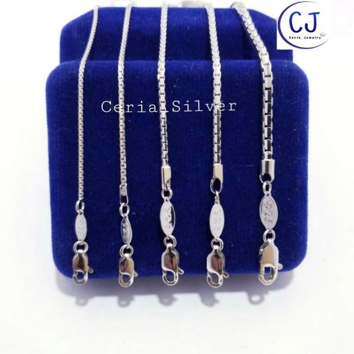 Kalung Perak Pria Wanita Silver Asli 925 Lapis Emas Putih Italy Santa - Kalung Pria Wanita Anti Kara