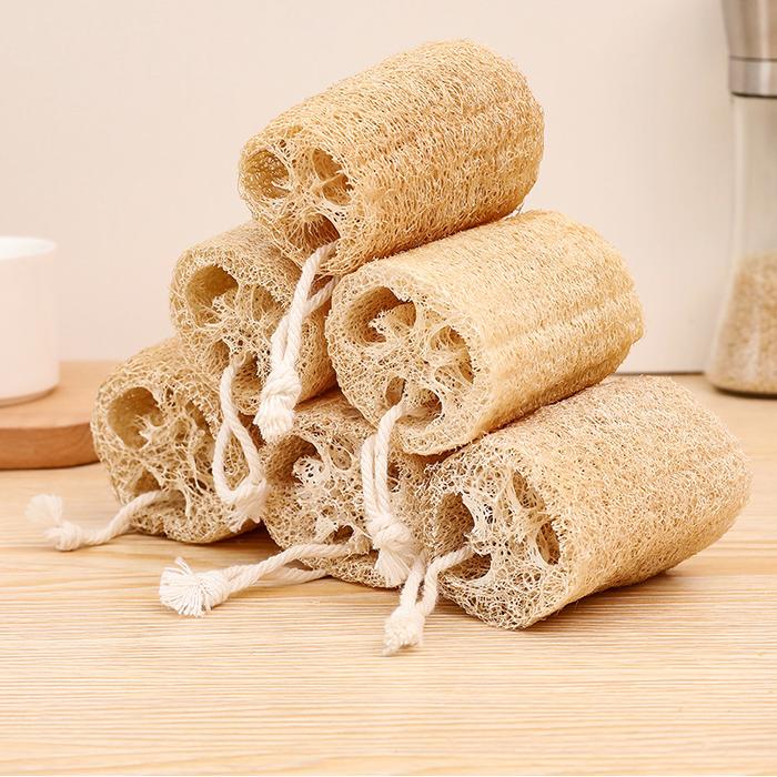 3Pcs Natural Loofah Luffa Loofa Bath Body Shower Sponge Kitchen Cleaing Scrubber Scrub Pad