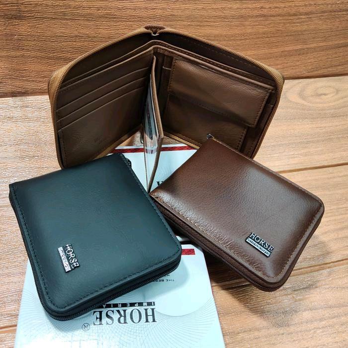 Horse dompet merek apollo original dengan warna coklat dan hijau elegan dan kapasitas yang besar