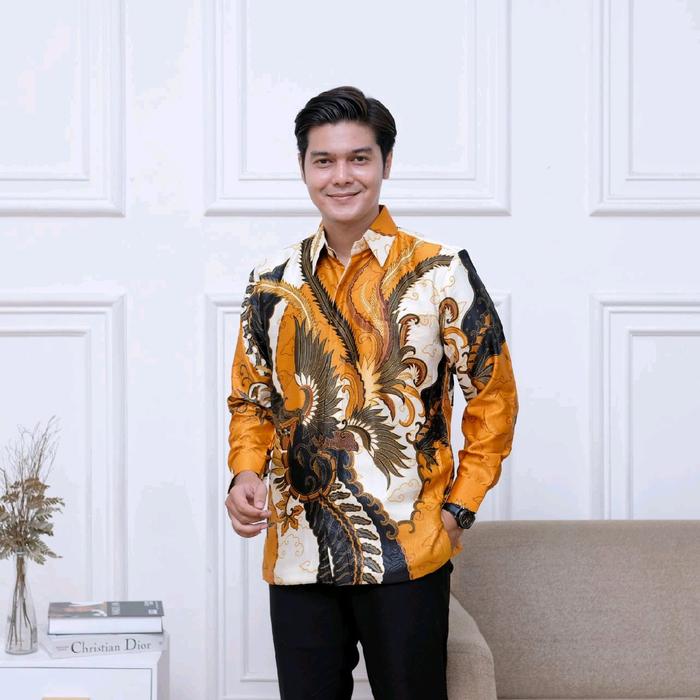 Baju Kemeja Batik Furing Modern / Batik Pria Lengan Panjang Mewah Semi Sutra Halus