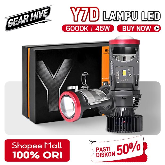 Gear Hive Lampu led mobil dan motor H4 Y7D Pjector Projie Super Bright 65-130 Watt  lampu biled lamp