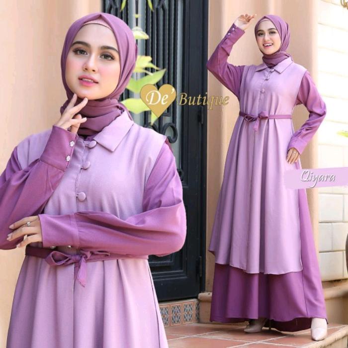 Set Outer QIYARA Ori by Zahin Dress Muslim Remaja dengan Resleting Inner Busui - Syari, Pesta, Lebar