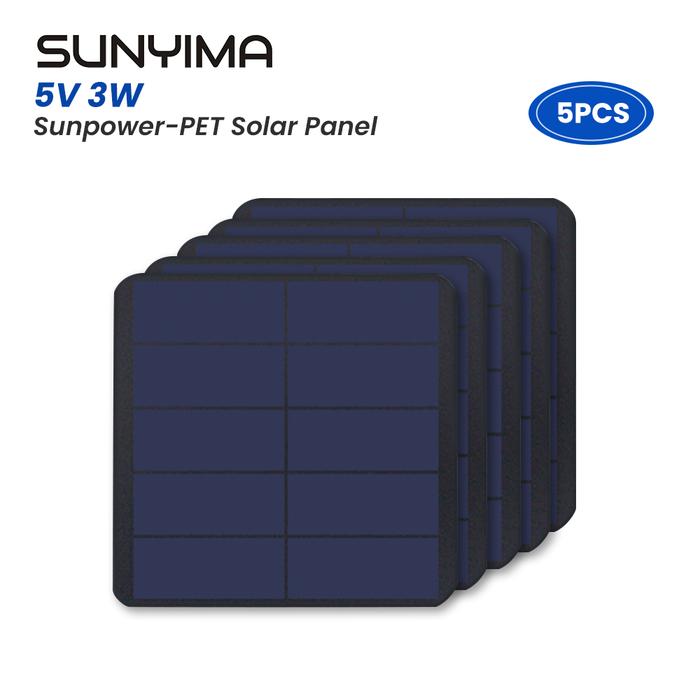 5pcs SUNYIMA 121*125 5V3W Sunpower PET High Efficiency Solar Panel