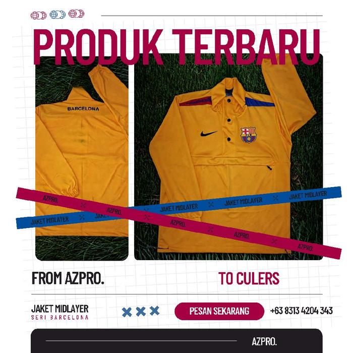 AZPRO. Jaket Midlayer Seri Barcelona Jakey Barca Jaket Pria Jaket Olahraga