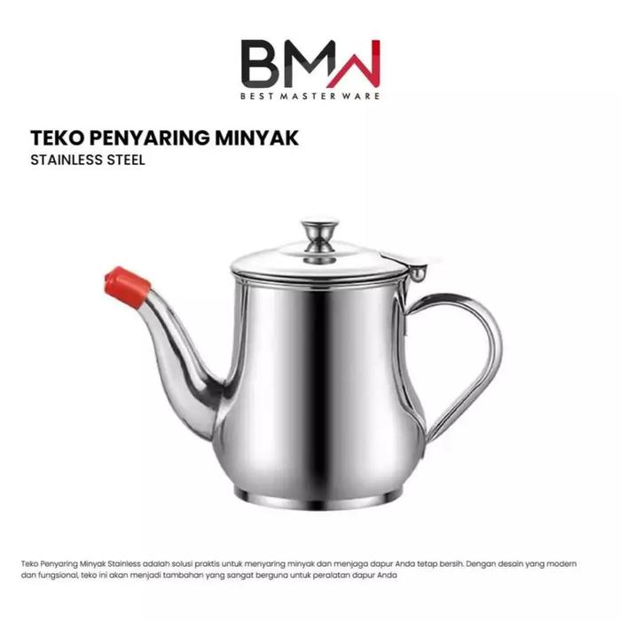 Oil pot Teko Saringan / penyaring Minyak 800 ml Stainless Angsa Jumbo